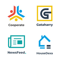 Set of real estate logo icons. Vector illustration of a house, letter G and house logo. Corporate logo design template pack.