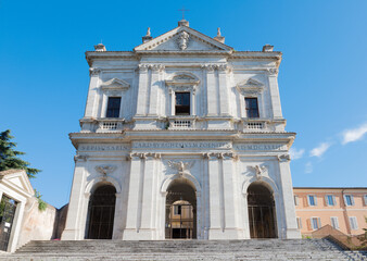 Fototapeta na wymiar Rome - The facae of church St. Gregory - Chiesa di San Gregorio al Cielo.