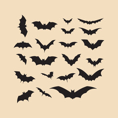 bat set Clipart icon silhouette