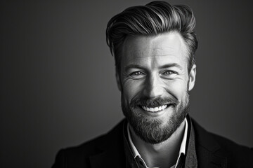 Fototapeta premium Dental Ad Portrait Stylishly Groomed Scandinavian Man With Confident Smile