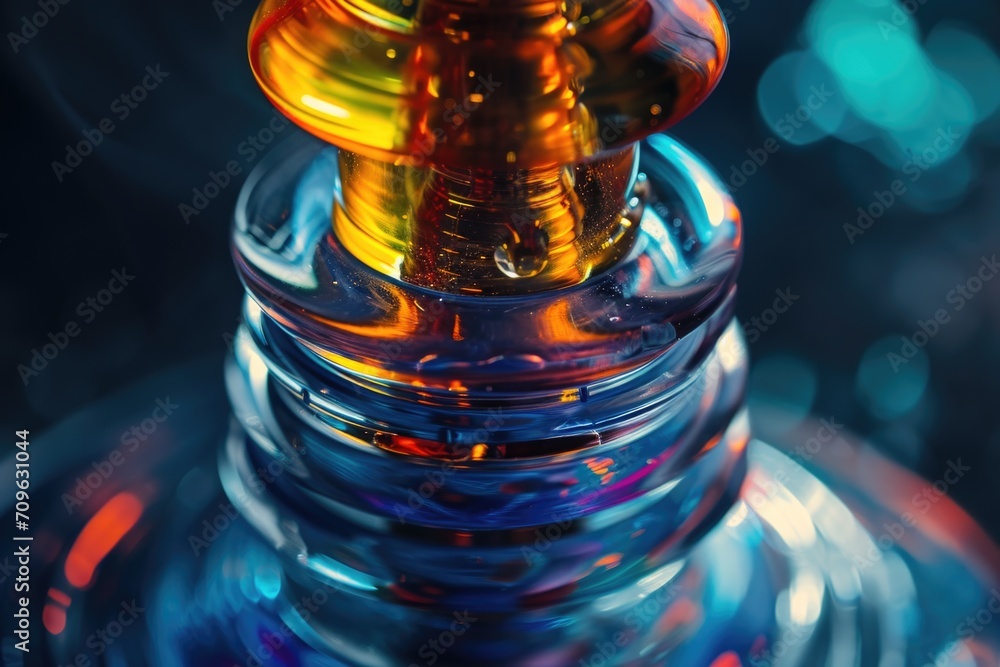 Fototapete a close-up view of a glass bottle placed on a table. this versatile image can be used for various pu