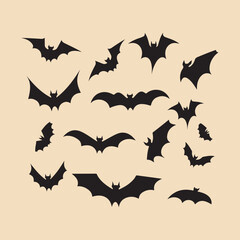 bat set Clipart icon silhouette
