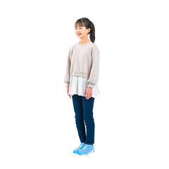 女の子の全身写真　手作業で精密に切り抜いた背景透過写真PNG
