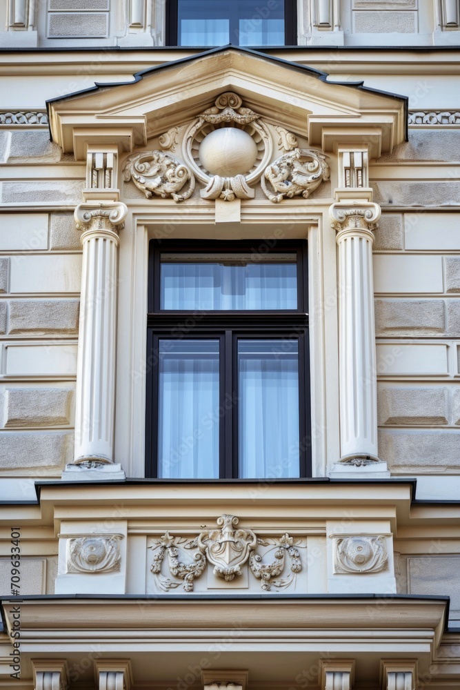Aufkleber a picture of a building with a prominent clock on its facade. this image can be used to depict landm
