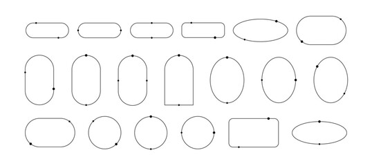 Obraz premium Aesthetic frames pack of y2k elements. Minimalistic linear templates for posters, posts and stories. Borders for social networks. Isolated vector illustration on white background.