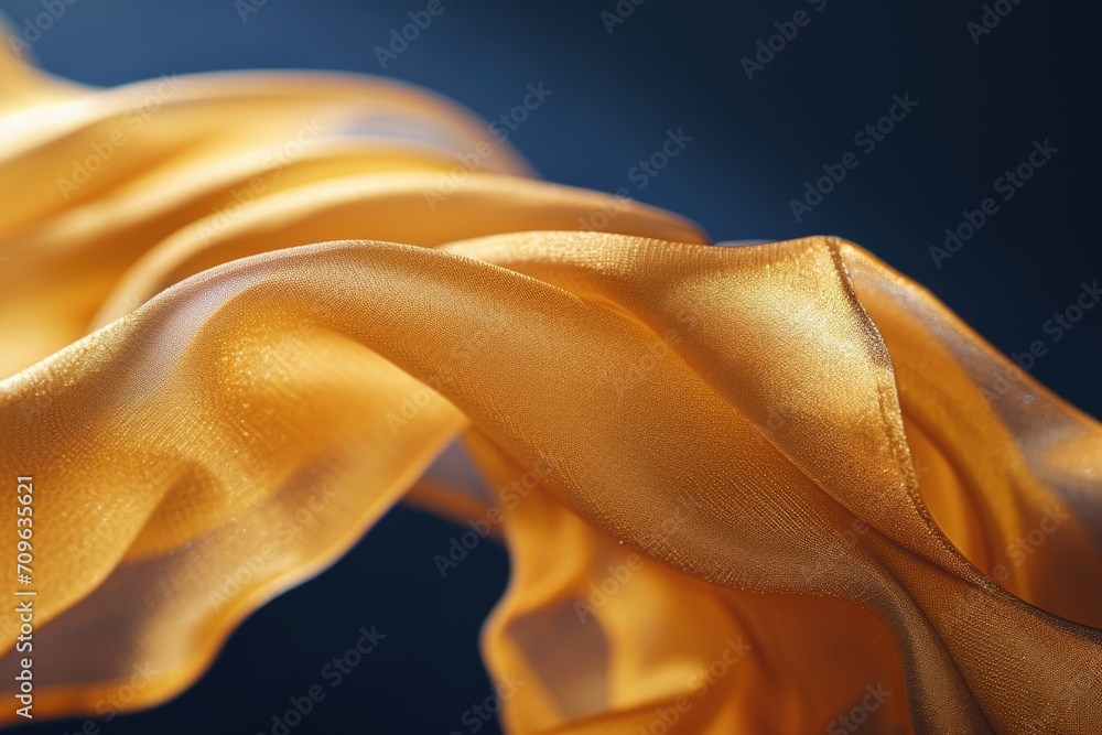 Poster A close-up view of a vibrant yellow cloth placed on a table. This versatile image can be used to add a pop of color and texture to various design projects