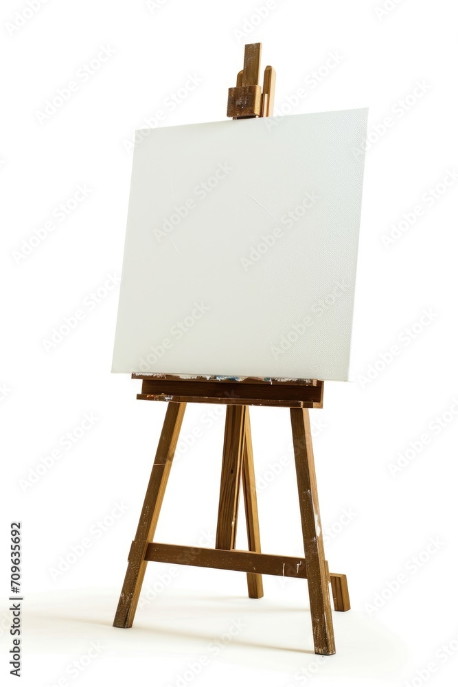 Aufkleber a blank canvas on an easel, ready for an artist's creation. perfect for art-related projects or show