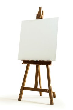 A blank canvas on an easel, ready for an artist's creation. Perfect for art-related projects or showcasing creativity