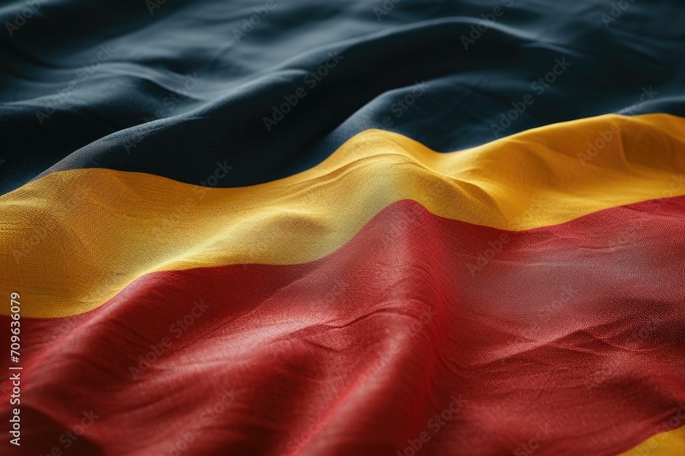 Aufkleber A close-up view of a flag featuring the colors red, yellow, and black. This image can be used to represent various concepts and themes