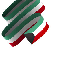 Kuwait flag element design national independence day banner ribbon png

