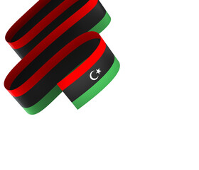 Libya flag element design national independence day banner ribbon png
