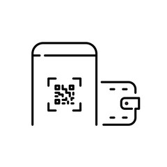 Smartphone banking app. Electronic wallet, qr payment service. Pixel perfect, editable stroke icon