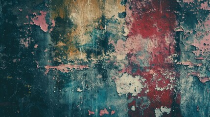 A picture of a wall with peeling paint in vibrant red and blue colors. Suitable for architectural projects and backgrounds