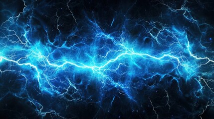 Electric lightning background with blue streaks - obrazy, fototapety, plakaty