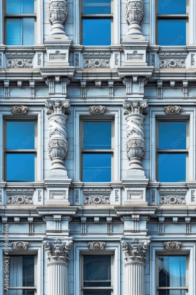 Poster A picture of a building with a prominent clock on the front. Suitable for various uses