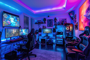 Games room with a cyber gamer computer