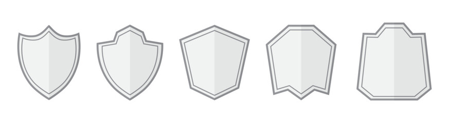 Metallic shield collection protection symbol vector illustration - obrazy, fototapety, plakaty