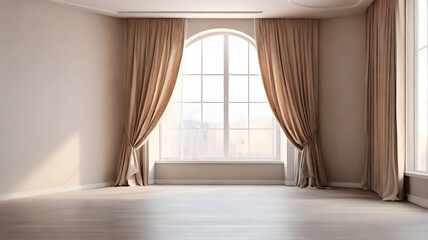 Interior of empty room with curtains. 3d render.