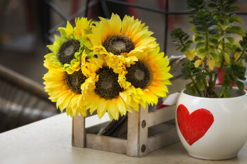 Sunflowers arrangement as table decoration