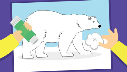 Making a polar bear craft from cotton wool