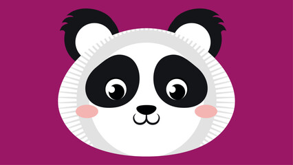 Cute panda face on a pink background. Vector illustration.