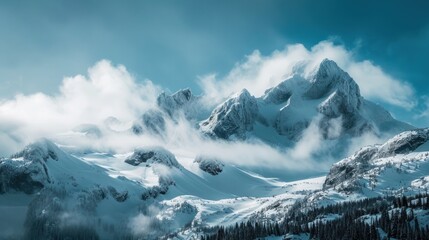 Mountains in the North Cascades covered in snow