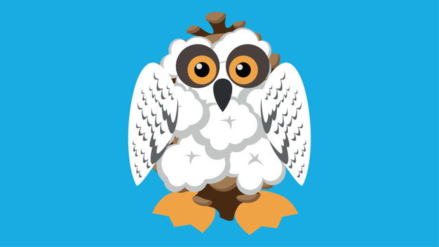 Owl on a tree branch. Vector illustration in cartoon style.