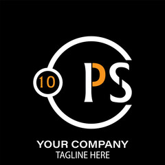 PS Letter Logo design. black background. PS Letter Logo Circular Concept.