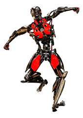 3D Rendering Male Robot on White