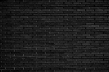 Abstract Black brick wall texture for pattern background. wide panorama picture.