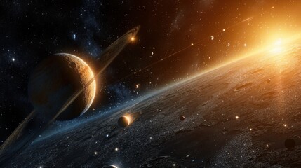 Planetary system Kepler 444, diagram, solar system planets, sun and star - obrazy, fototapety, plakaty