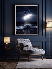 Tranquil Waves at the Midnight Ocean - Wall Prints