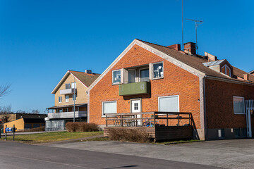 Sweden, Lonsboad – April 4, 2023: Typical European residential private house in Sweden
