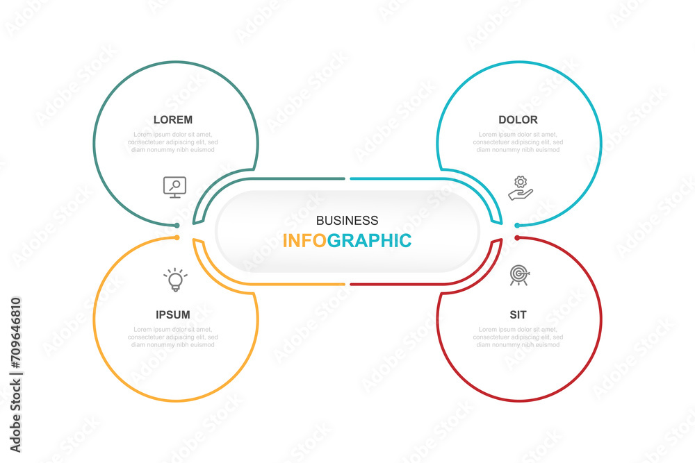 Aufkleber Vector template infographic with 4 step process or options suitable for web presentation and business information 