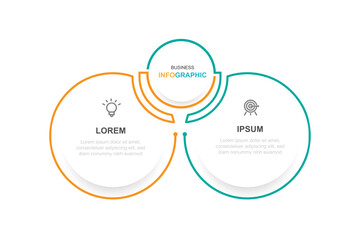 Business template infographic vector element with 2 step process or options suitable for web presentation and business information 