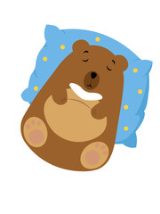 teddy bear sleeping with pillow funny vector for children