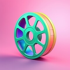 Obraz premium Film reel or video camera, indicating video-related content,colorful pastel color,3d clay icon