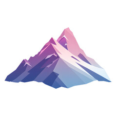 Inspirational ascent: mountain range with cancer awareness peaks isolated on white background, simple style, png
