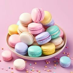 Obraz premium Macarons, colorful pastel color,3d clay icon