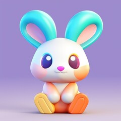 Rabbit,colorful pastel color,3d clay icon