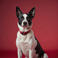 american staffordshire black and white short coated dog