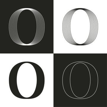 Luxury wedding O letter logo. Elegant classic serif font made of thin parallel lines. Decorative vintage emblem for Super Sale. VIP calligraphy for luxury Victorian invitation, lingerie, jewelry card.