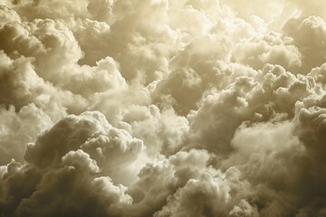 Monumental Nebula: Dense Fluffy Glass Clouds in Epic Biblical Hyper-Detail, Unveiling a Brown Monochrome Sky Odyssey