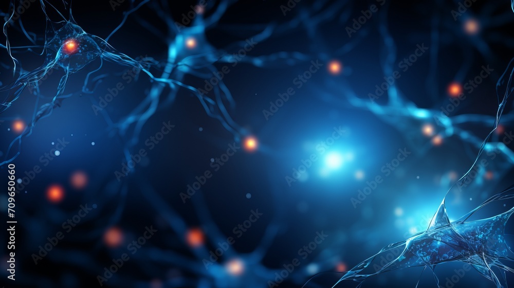 Poster abstract background with vibrant neuron cells showcasing the intricacies of neural networks