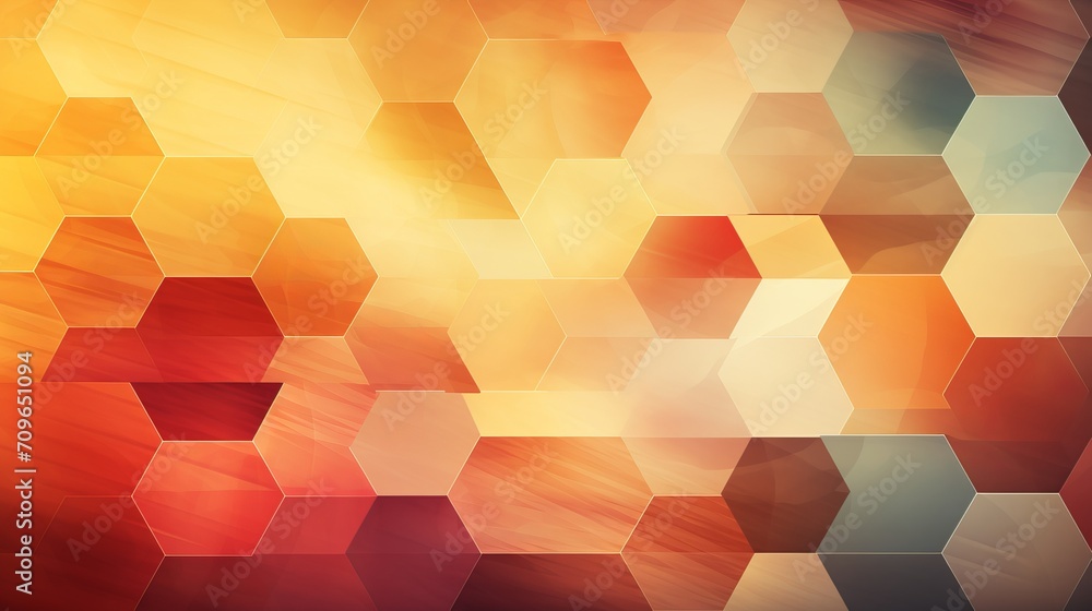 Aufkleber colorful and vibrant geometric abstract background with hexagonal elements in warm color tones