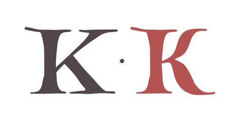 Letter K Carolingian Majuscule. Old Romanesque font from 13th century.  Square Capitals from medieval manuscript. Upper-case lettering, the base for Lombardic capitals. Elegant classic serif font.