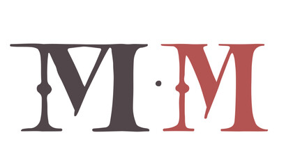 Letter M Carolingian Majuscule. Old Romanesque font from 13th century.  Square Capitals from medieval manuscript. Upper-case lettering, the base for Lombardic capitals. Elegant classic serif font.