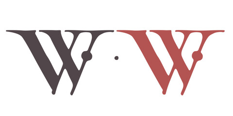 Letter W Carolingian Majuscule. Old Romanesque font from 13th century.  Square Capitals from medieval manuscript. Upper-case lettering, the base for Lombardic capitals. Elegant classic serif font.