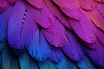 Fototapeta premium parrot feathers seen under a microscope with exaggerated contrast , soft shadow, volumetric lighting created with Generative Ai