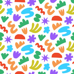 Floral vivid organic summer hapes seamless pattern